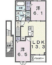 こはるテラスII 2LDKの間取図画像