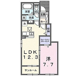こはるテラスI 1LDKの間取図画像