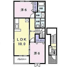 プラシードB 2LDKの間取図画像