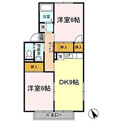 シャインポート屋島D 2DKの間取図画像
