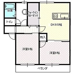エターナル 2DKの間取図画像
