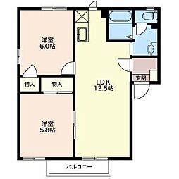 フレグランス清水B 2LDKの間取図画像