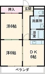 グリーンコートヒロ1 2DKの間取図画像