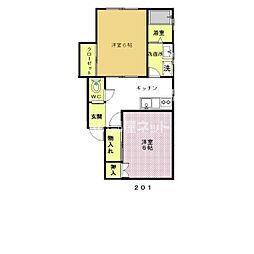 ハイツむさしの 2Kの間取図画像