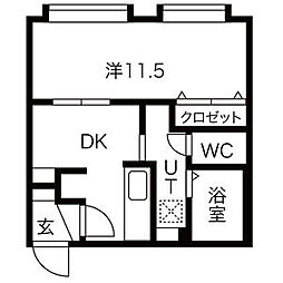 Mtria西麻生 1DKの間取図画像