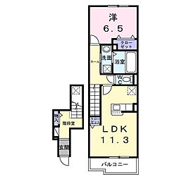 ミーアシャム 1LDKの間取図画像