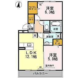 ボナールY・B 2LDKの間取図画像
