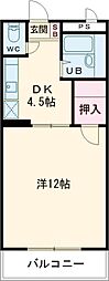 ビューパレス猪野 1Kの間取図画像