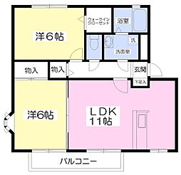 フォレストガーデンB館 2LDKの間取図画像