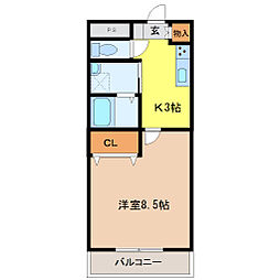 セピアコート3 1Kの間取図画像