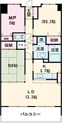 グレイスガーデン高崎 2SLDKの間取図画像