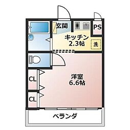 J・Kマンション2 1Kの間取図画像