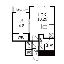 Villa Aura(ヴィラ・アウラ)  仮)GA-二十四軒3-3MSB棟 1LDKの間取図画像