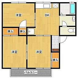 上所セントラルハイツB 3DKの間取図画像
