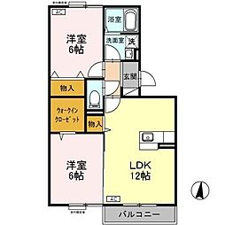 プリモディーネA 2LDKの間取図画像