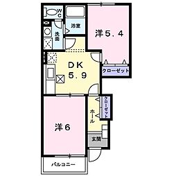 G'Honey 2DKの間取図画像