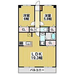 ルミエール 2LDKの間取図画像