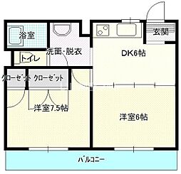 ランドール本庄 2DKの間取図画像