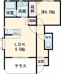 パルティールB 1LDKの間取図画像