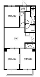 パステルヒヨシ 3DKの間取図画像