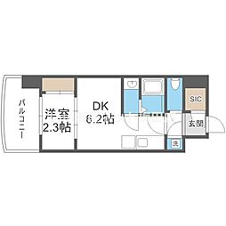 セレニテ梅田北グランデ 1DKの間取図画像