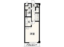 タサキヒルズB 1Kの間取図画像