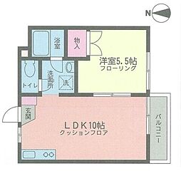 アーマス・ウエスト 1LDKの間取図画像