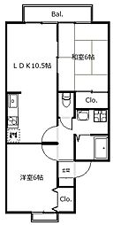 アゼリア桂川 2LDKの間取図画像