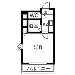 桜マンション2 1Kの間取図画像