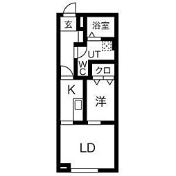 メリディアン川平四番館 1LDKの間取図画像