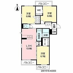 ハッピーステイ 3LDKの間取図画像