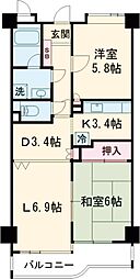 ウインベルコーラス前橋 2LDKの間取図画像