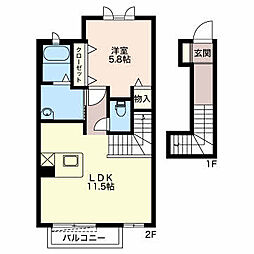グリーンタウンB 1LDKの間取図画像
