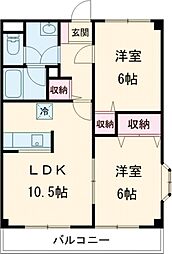 メゾンリュネール 2LDKの間取図画像