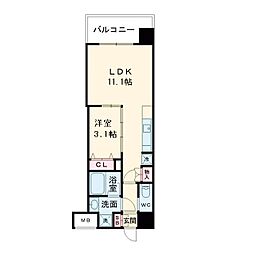 コンフォリア・リヴ東三国駅前ソルテラス 1LDKの間取図画像