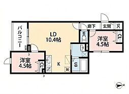 STELLA VITA石津 2LDKの間取図画像