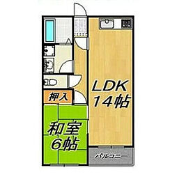 レジデンス山本 1LDKの間取図画像