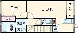 ラソールB 1LDKの間取図画像