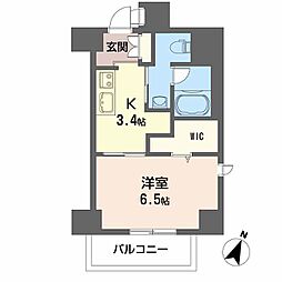 YAMATE435 1Kの間取図画像