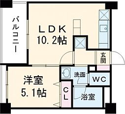 サムティ新水前寺 1LDKの間取図画像