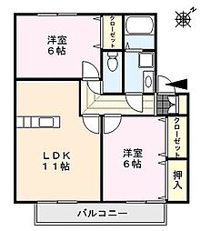 ラヴィーンコート 2LDKの間取図画像