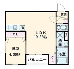 グランデ折尾 1LDKの間取図画像