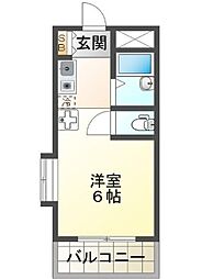 パルメゾン西脇 ワンルームの間取図画像