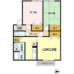 コーポビューラ2 2LDKの間取図画像