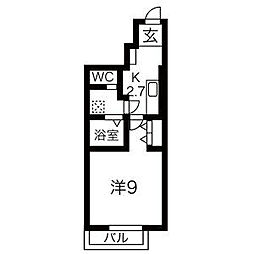 アップデン 1Kの間取図画像