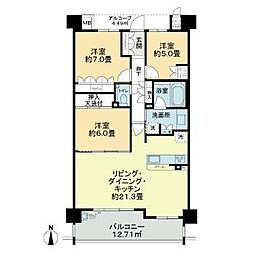 ウェリス持田レジデンス 3LDKの間取図画像