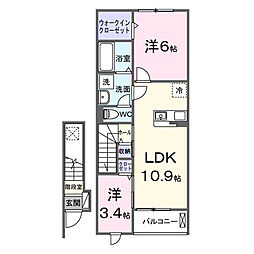 仮称;東習志野8丁目アパート 2LDKの間取図画像