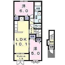 リヴェール2 2LDKの間取図画像