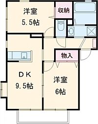 アルカンシエル 2DKの間取図画像