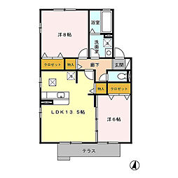 レクサス　Ａ 1階2LDKの間取り